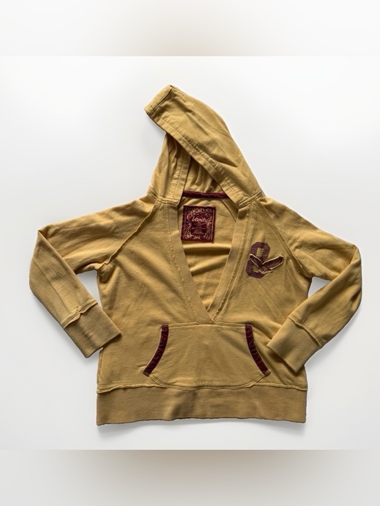 Vanity Tops - Vintage Y2K 2000s Vanity V Neck Hoodie Eagle Velvet 2XL McBling Indie Sleaze